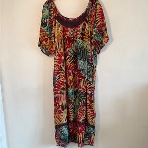 Loungees Tropical Print Maxi Dress with Pockets.